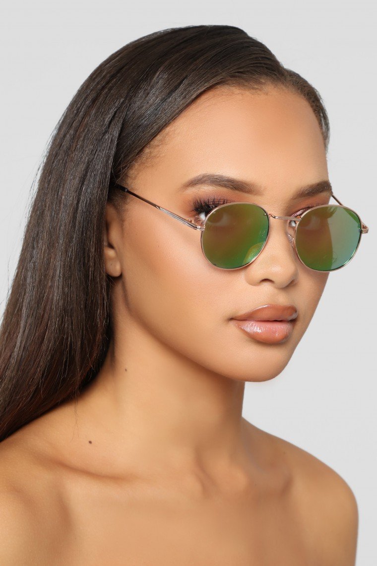 Won't Be Easy Sunglasses - Gold Green