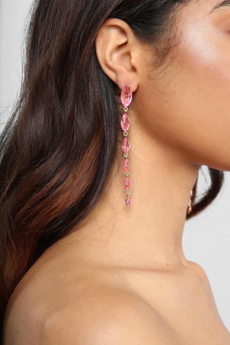Gems And Stones Earrings - Pink
