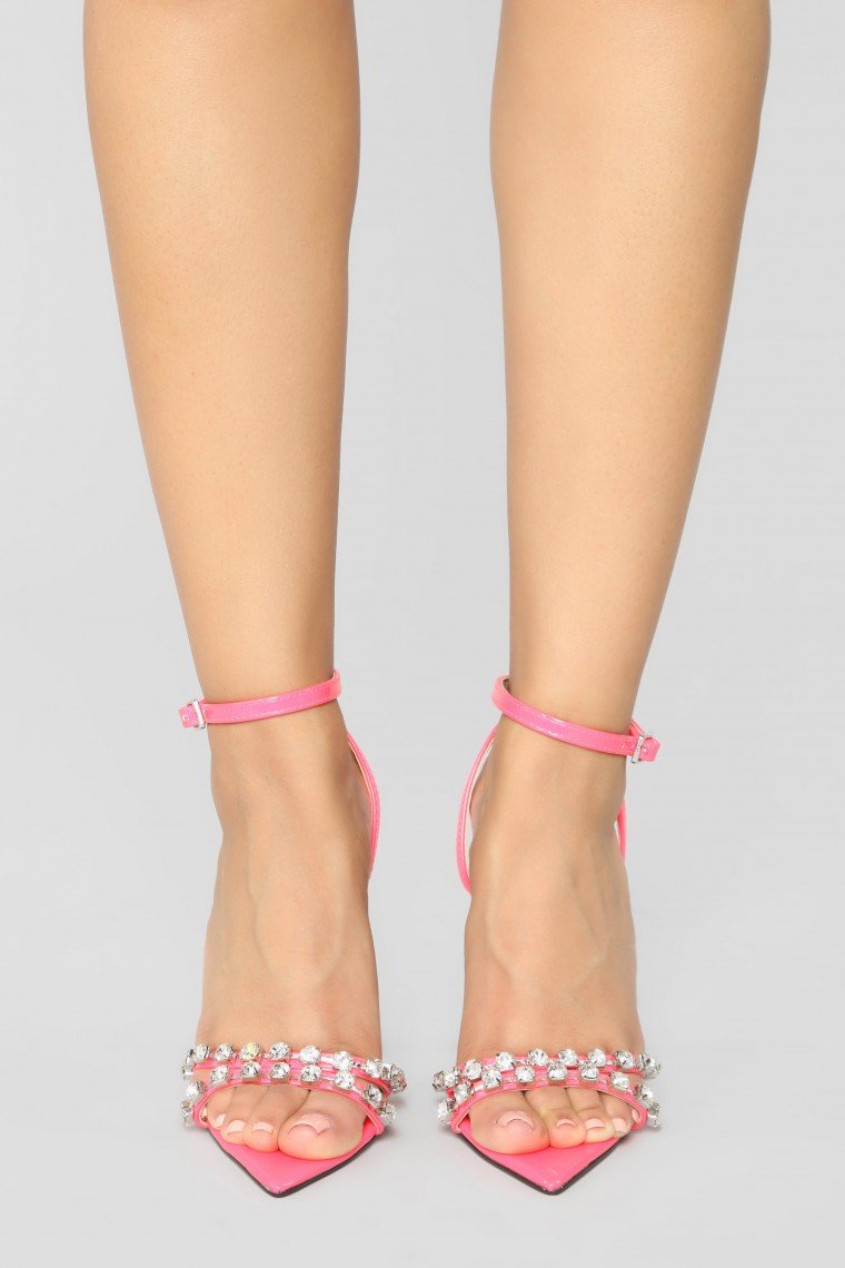 Quite The Show Heeled Sandals - Neon Pink